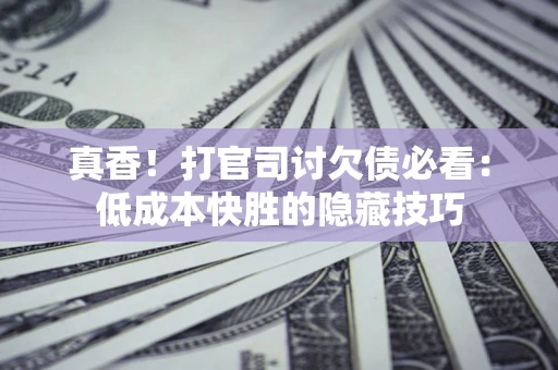 北京真香！打官司讨欠债必看：低成本快胜的隐藏技巧